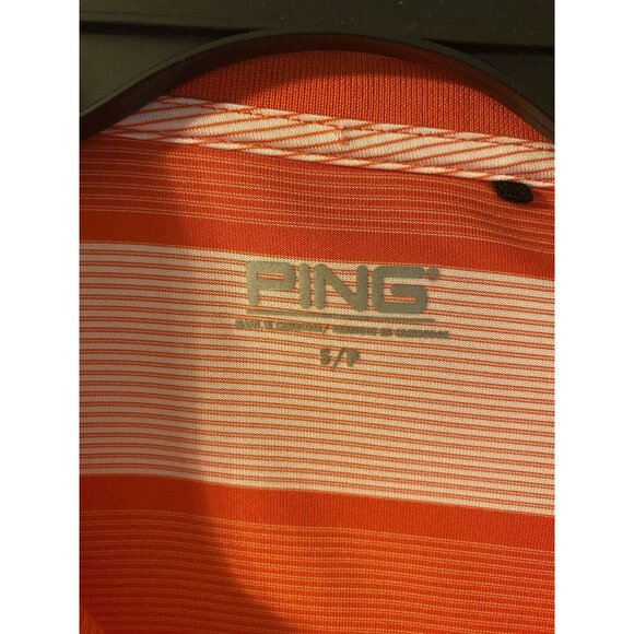 Clemson Tigers Polo Men's Small Ping Golf Orange/White Stripe Embroidered Shirt - Picture 2 of 4